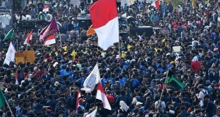 aksi demonstrasi mahasiswa menolak Omnibus Law UU Cipta Kerja di Indonesia/dok: BEM SI